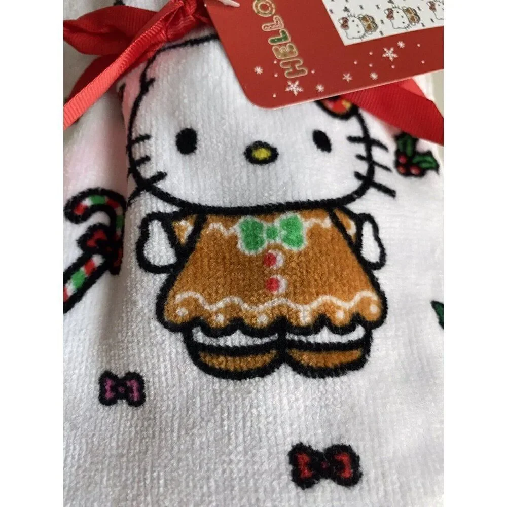 2 Pk Sanrio Hello Kitty Christmas Gingerbread Dress Candy Cane Bath Hand‎ Towels